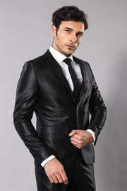 Modeled Shiny Black Suit | Wessi 3-piece-suit, 34, 40, 42, 46, Black, Italian Suit, mens-suit, mens-suit_obsolete, Suit OutletSuit - wessi