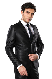 Modeled Shiny Black Suit | Wessi 3-piece-suit, 34, 40, 42, 46, Black, Italian Suit, mens-suit, mens-suit_obsolete, Suit OutletSuit - wessi