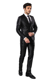 Modeled Shiny Black Suit | Wessi 3-piece-suit, 34, 40, 42, 46, Black, Italian Suit, mens-suit, mens-suit_obsolete, Suit OutletSuit - wessi