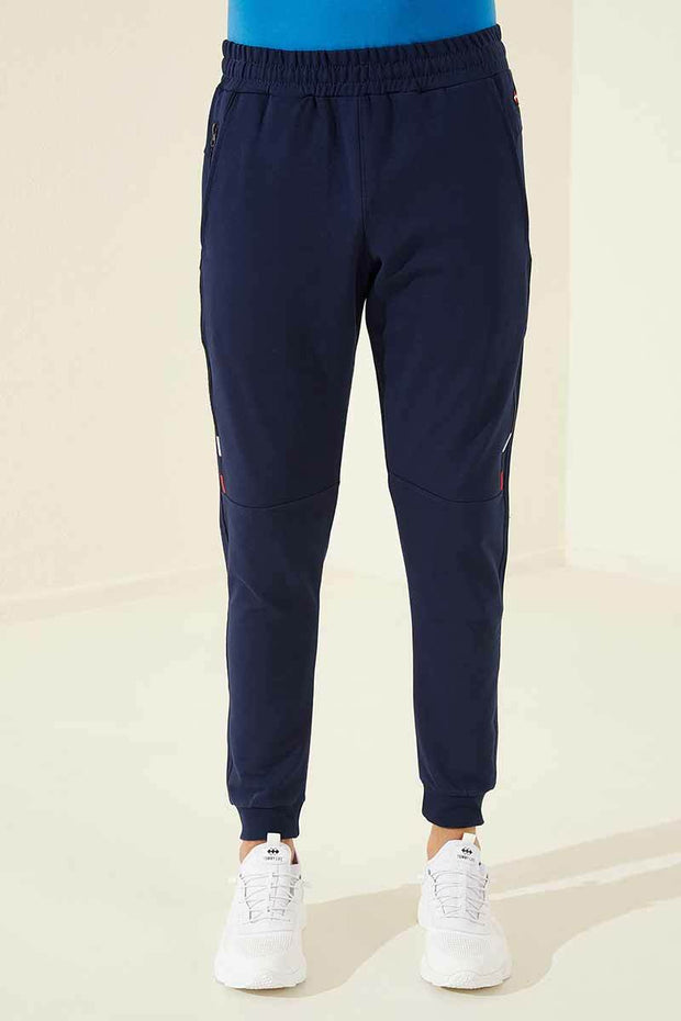 Narrow Leg Navy Blue Men's Sweatpants Blue, Daily, Navy, navy-blue, Sport, Sport Clothing, Sweatpants Sport ClothingSweatpants - wessi