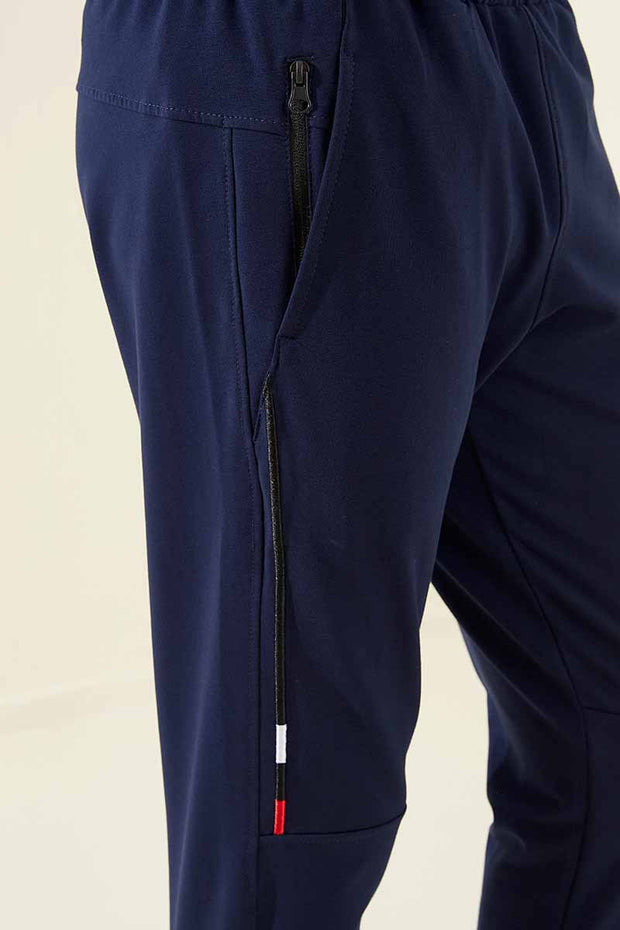 Narrow Leg Navy Blue Men's Sweatpants Blue, Daily, Navy, navy-blue, Sport, Sport Clothing, Sweatpants Sport ClothingSweatpants - wessi