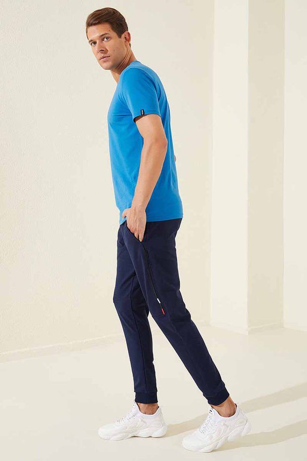 Narrow Leg Navy Blue Men's Sweatpants Blue, Daily, Navy, navy-blue, Sport, Sport Clothing, Sweatpants Sport ClothingSweatpants - wessi