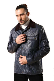 Navy Blue Cache Quilted Leather Coat 3-piece-suit, 36, 38, 40, 42, 44, Blue, Jackets, Modern Fit, Navy, navy-blue, Outwear, Puffer Coats, Quilted, Slim Fit, Zippered OutletBlazer - wessi