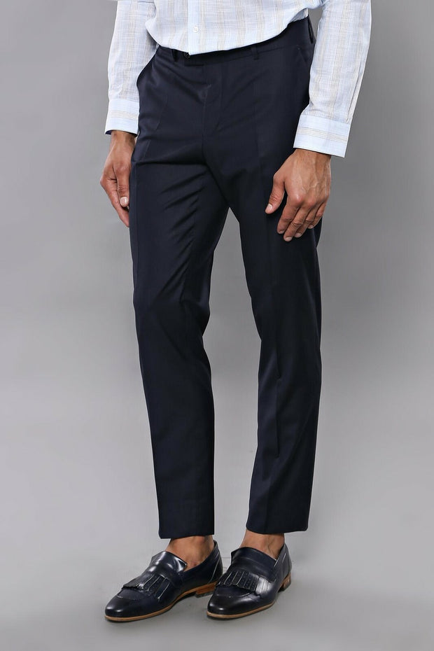 Navy Blue Fabric Trousers 28, 3-piece-suit, 30, 32, 34, 36, 38, 40, 42, Basic, Blue, Essentials, Navy, navy-blue, Office, Plain, Trouser, Trousers TrouserTrousers - wessi