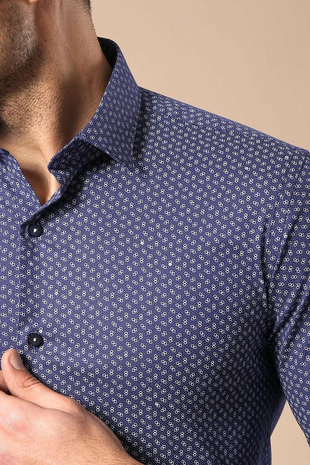 Navy Blue Patterned Shirt | Wessi 3-piece-suit, Blue, Casual, Daily, Italian, Modern Fit, Navy, navy-blue, Patterned, Shirt, Slim Fit, Slim Fit Shirt, Sport ShirtSlim Fit Shirt - wessi