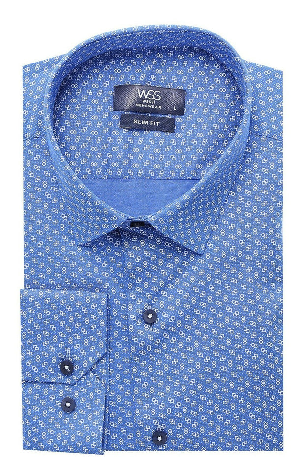 Navy Blue Point Pattern Slimfit  Shirt 3-piece-suit, Blue, Casual, Daily, Floral Shirt, Italian, Modern Fit, Navy, Navy Blue, Patterned, Shirt, Slim Fit, Sport ShirtFloral Shirt - wessi