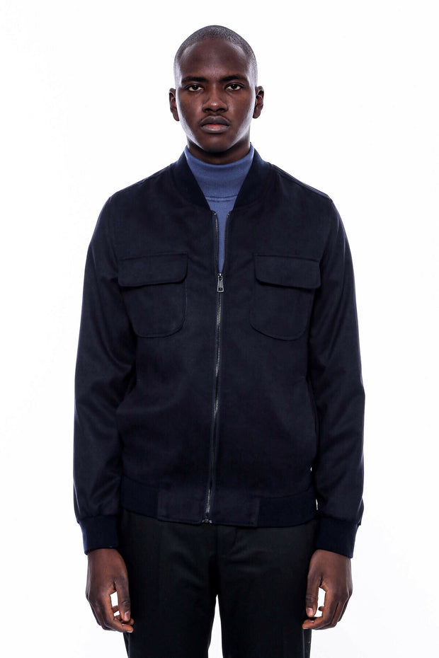 Navy Blue Suede Bomber Coat $50 - $100, 36, 38, 40, 42, 44, 46, 48, Blue, Bomber Jacket, Flap Pocket, Modern Fit, Navy, Navy Blue, Outwear, Slim Fit, Suede, Velvet, Zippered OutwearBomber Jac