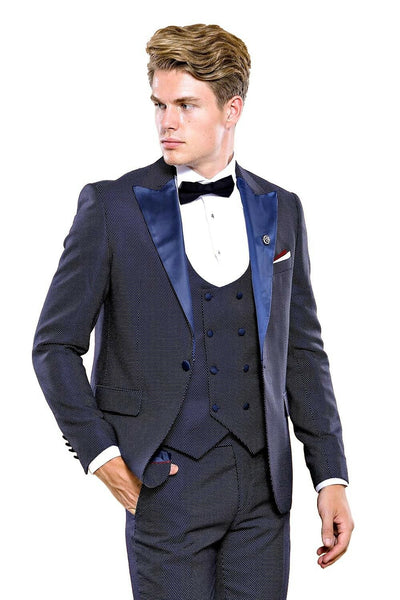 Navy Blue Tuxedo Suit | Wessi 3-piece-suit, 36, 38, 40, 42, 44, 46 ...