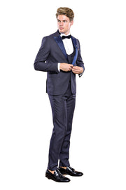 Navy Blue Tuxedo Suit | Wessi 3-piece-suit, 36, 38, 40, 42, 44, 46, Blue, Navy, Navy Blue Suit, navy-blue, Party, Peak, Peak Lapel, Suit, Wedding SuitNavy Blue Suit - wessi