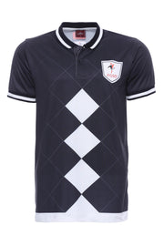 Navy Polo Neck Diamond Pattern Futgolf T-Shirt 3xl, Blue, Footgolf T-Shirts, Futgolf, L, M, Navy, navy-blue, Patterned, Polo, S, Sport, T-Shirt, XL T-ShirtFootgolf T-Shirts - wessi