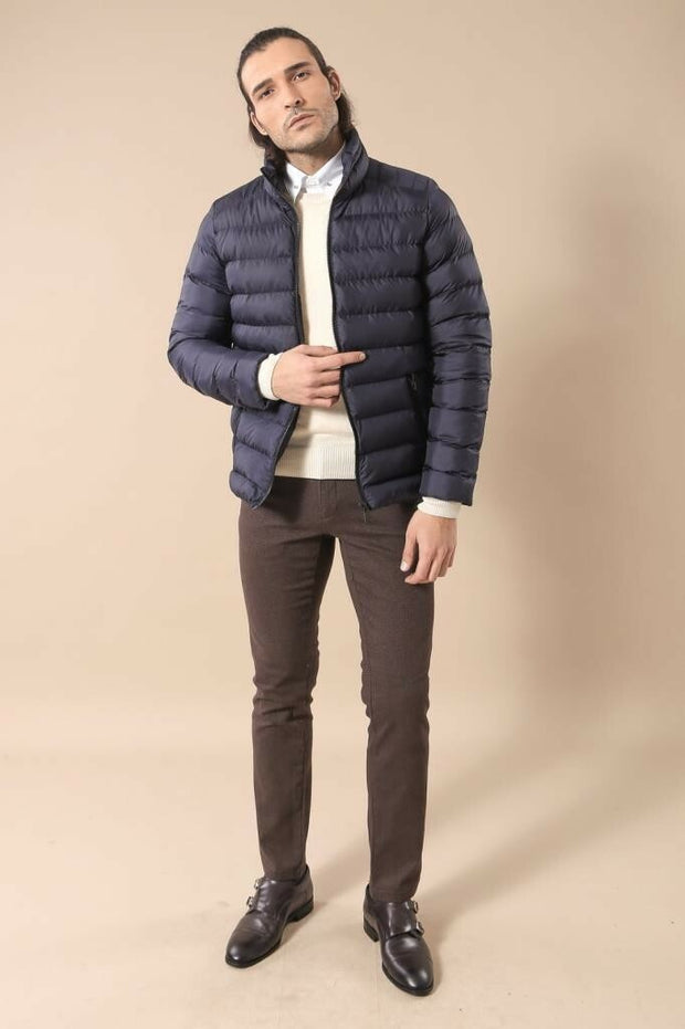 Navy Short Men Down Jacket | Wessi 3-piece-suit, 36, 38, 40, 42, 44, 46 Blue, Blue, Jackets, Modern Fit, Navy, navy-blue, Outwear, Puffer Coats, Slim Fit, Zippered OutwearJacketsPuffer Coats 