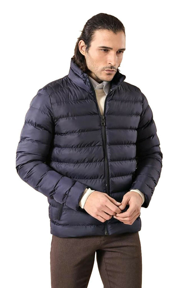 Navy Short Men Down Jacket | Wessi 3-piece-suit, 36, 38, 40, 42, 44, 46 Blue, Blue, Jackets, Modern Fit, Navy, navy-blue, Outwear, Puffer Coats, Slim Fit, Zippered OutwearJacketsPuffer Coats 