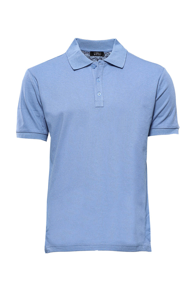 Oxford Polo Collar Blue T-shirt 3-piece-suit, Basic, Casual, Daily, Essentials, Knit, Modern Fit, Oxford, Polo, Polo T-Shirt, Slim Fit, T-Shirt T-ShirtPolo T-Shirt - wessi