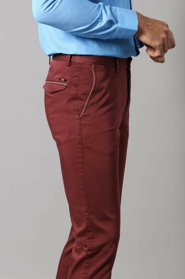 Patch Pocket Burgundy Men's Trousers 28, 3-piece-suit, 30, 32, 34, 36, 38, Basic, Casual, Daily, Essentials, Modern Fit, Office, Plain, Slim Fit, Slim Fit Trousers, Trouser OutletTrousers - w