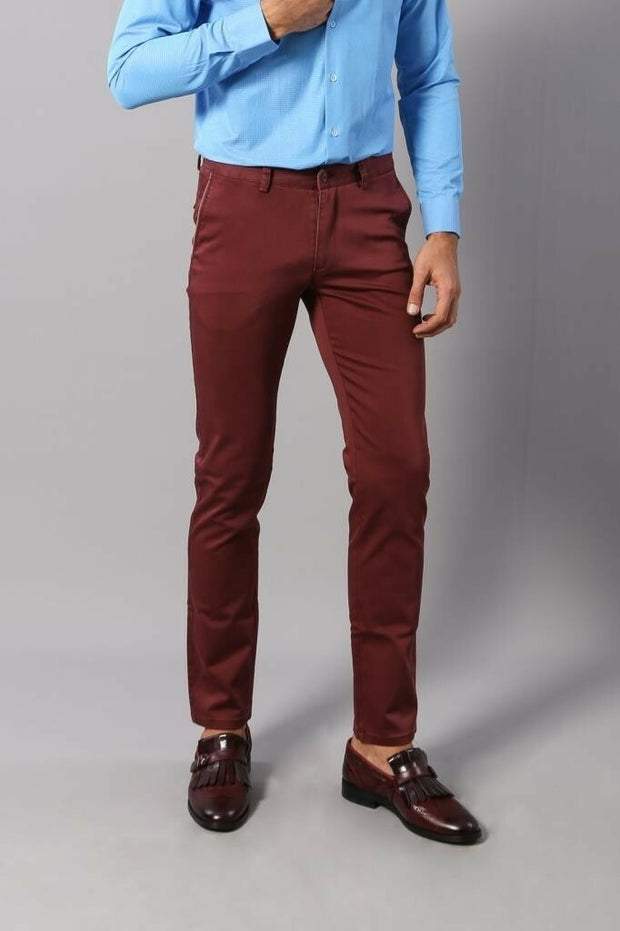 Patch Pocket Burgundy Men's Trousers 28, 3-piece-suit, 30, 32, 34, 36, 38, Basic, Casual, Daily, Essentials, Modern Fit, Office, Plain, Slim Fit, Slim Fit Trousers, Trouser OutletTrousers - w