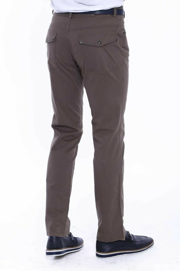 Patch Pockets Brown Plain Pants 28, 3-piece-suit, 30, 32, 34, 36, 38, 40, 42, Basic, Casual, Daily, Essentials, Modern Fit, Office, Plain, Slim Fit, Slim Fit Trousers, Trouser TrouserSlim Fit