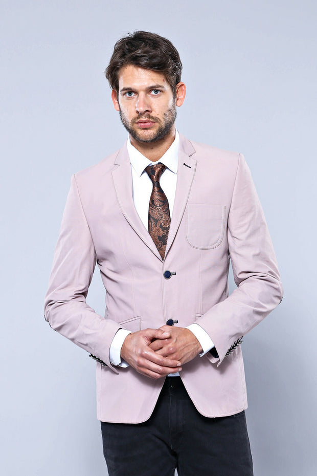 Patched Light Pink Blazer | Wessi 3-piece-suit, 34, 36, 38, 40, 42, 44, 6 Drop, Basic, Essentials, Italian Suit, Men's Blazers, Modern Fit, Notch, Notch Lapel, Pink, Plain, Slim Fit, Slim Fit