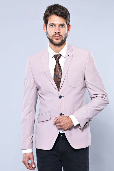 Patched Light Pink Blazer | Wessi 3-piece-suit, 34, 36, 38, 40, 42, 44, 6 Drop, Basic, Essentials, Italian Suit, Men's Blazers, Modern Fit, Notch, Notch Lapel, Pink, Plain, Slim Fit, Slim Fit