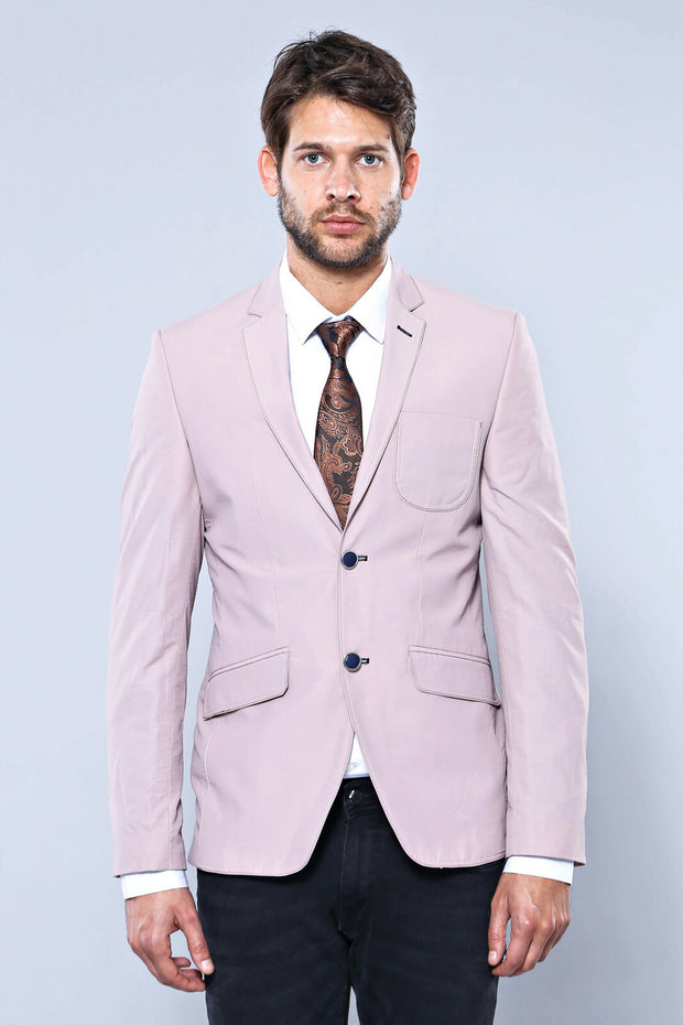 Patched Light Pink Blazer | Wessi 3-piece-suit, 34, 36, 38, 40, 42, 44, 6 Drop, Basic, Essentials, Italian Suit, Men's Blazers, Modern Fit, Notch, Notch Lapel, Pink, Plain, Slim Fit, Slim Fit