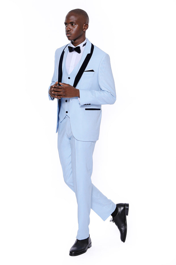 Patterned Blue Velvet Lapel Groom Suit 3 Piece Tuxedo, 3-piece-suit, 34, 36, 38, 40, 42, 44, 46, 48, Party, Tuxedo, Wedding Tuxedo3 Piece Tuxedo - wessi