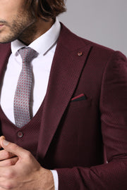 Patterned Burgundy Suit 3-piece-suit, 34, Modern Fit, Peak, Peak Lapel, Slim Fit, Slim Fit Suit, Suit OutletSuit - wessi