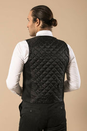 Patterned Double Breasted Black  Waistcoat & Trousers 3-piece-suit, 34, 36, 38, 40, 44, 46, Double Breasted, Modern Fit, Slim Fit, Vest Vest - wessi