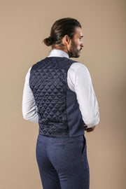 Patterned Double Breasted Blue Waistcoat & Trousers 3-piece-suit, 34, 36, 38, 44, 46, Double Breasted, Modern Fit, Slim Fit, Vest Vest - wessi