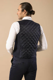 Patterned Double Dreasted Dark Navy Waistcoat & Trousers 3-piece-suit, 34, 36, 38, 40, 42, 44, 46, Blue, Navy, Navy Blue, Vest Vest - wessi