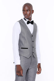 Patterned Grey Velvet Lapel Groom Suit $150 - $200, 3 Piece Tuxedo, 3-piece-suit, 34, 36, 38, 40, 42, 44, 46, 48, 6 Drop, Dot Patterned, Italian, Italian Suit, Modern Fit, Party, Patterned, S