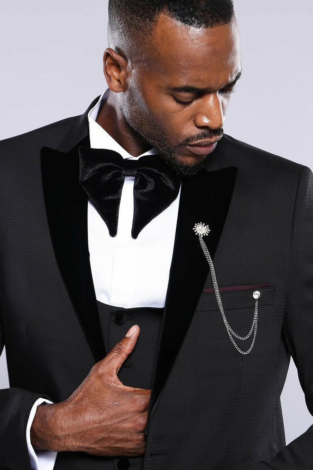 Black patterned tuxedo jacket sale