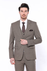 Patterned Light Brown Blazer 3-piece-suit, 40, Men's Blazers, Modern Fit, Peak, Peak Lapel, Slim Fit, Slim Fit Blazers Men's BlazersSlim Fit Blazers - wessi