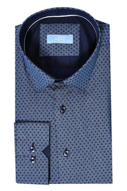 Patterned Long Sleeve Blue Shirt | Wessi 3-piece-suit, blue, Casual, Cuff, Daily, Dot Patterned, Italian, Long Sleeve, Modern Fit, Patterned, Plaid, Shirt, Slim Fit, Slim Fit Shirt ShirtSlim 