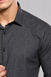 Patterned Long Sleeve Dark Grey Shirt 3-piece-suit, Black, Casual, Cuff, Daily, Floral, Grey, Italian, L, Long Sleeve, M, Modern Fit, Patterned, S, Shirt, Short Sleeve, Slim Fit, Slim Fit Shi