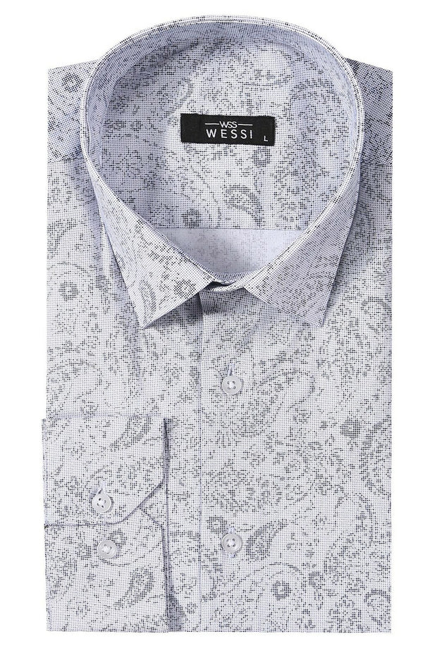 Patterned Men's White Shirt | Wessi 3-piece-suit, Casual, Cuff, Daily, Floral, Italian, Long Sleeve, Modern Fit, Patterned, Shirt, Short Sleeve, Slim Fit, Slim Fit Shirt, white ShirtSlim Fit 