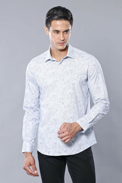 Patterned Men's White Shirt | Wessi 3-piece-suit, Casual, Cuff, Daily, Floral, Italian, Long Sleeve, Modern Fit, Patterned, Shirt, Short Sleeve, Slim Fit, Slim Fit Shirt, white ShirtSlim Fit 