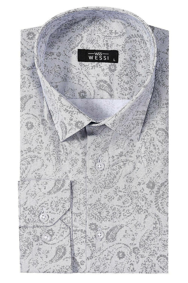 Patterned Men's White Shirt | Wessi 3-piece-suit, Casual, Cuff, Daily, Floral, Italian, Long Sleeve, Modern Fit, Patterned, Shirt, Short Sleeve, Slim Fit, Slim Fit Shirt, white ShirtSlim Fit 