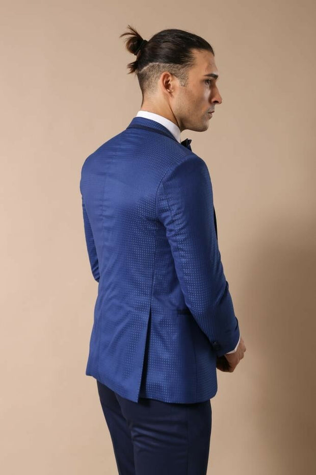 Patterned Navy Blue Wedding Suit 3-piece-suit, 34, 36, 38, 40, 42, Blue, Double Breasted, mens-suit_obsolete, Modern Fit, Navy, Navy Blue, Party, Peak, Peak Lapel, Slim Fit, Slim Fit Suit, Su