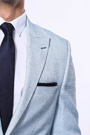 Patterned Slim-Fit Sky Blue Blazer $50 - $100, 34, 36, 38, 40, 42, 44, 46, 48, 6 Drop, blue, Blue Blazer, Casual, Daily, Men's Blazers, Modern Fit, Peak, Peak Lapel, Slim Fit, Sport Men's Bla