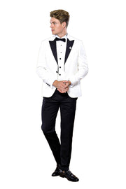 Peak Lapel 3 Piece White Tuxedo | Wessi 3-piece-suit, 38, 40, 42, 44, 46, Modern Fit, Party, Peak, Peak Lapel, Slim Fit, Slim Fit Suit, Suit, Wedding, white SuitSlim Fit Suit - wessi