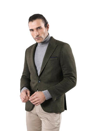 Peak Lapel Dark Green Wool Jacket | Wessi 3-piece-suit, 36, 38, 40, 42, 46, Men's Blazers, Modern Fit, Peak, Peak Lapel, Slim Fit, Slim Fit Blazers OutletBlazer - wessi