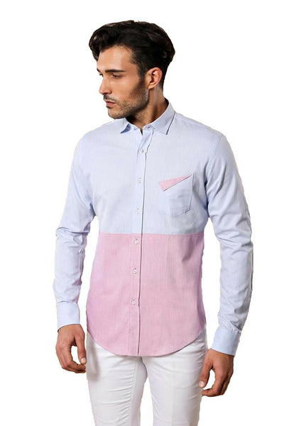 Pink Blue Shirt for Men | Wessi 3-piece-suit, Beige, Casual, Casual Shirt, Cream, Daily, Italian, Modern Fit, Pink, Plain, Shirt, Slim Fit ShirtCasual Shirt - wessi