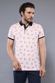 Pink Printed Polo T-Shirt | Wessi 3-piece-suit, Daily, Modern Fit, Patterned, pink, Polo, Polo T-Shirt, Slim Fit, T-Shirt OutletT-shirt - wessi