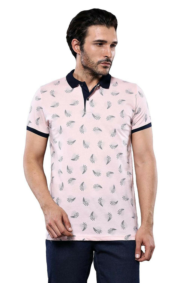 Pink Printed Polo T-Shirt | Wessi 3-piece-suit, Daily, Modern Fit, Patterned, pink, Polo, Polo T-Shirt, Slim Fit, T-Shirt OutletT-shirt - wessi