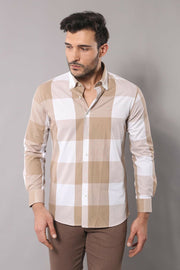 Plaid Beige Shirt | Wessi 3-piece-suit, Casual, Checked, Daily, Floral, Italian, Modern Fit, Patterned, Plaid, Shirt, Slim Fit, Slim Fit Shirt, Sport ShirtSlim Fit Shirt - wessi