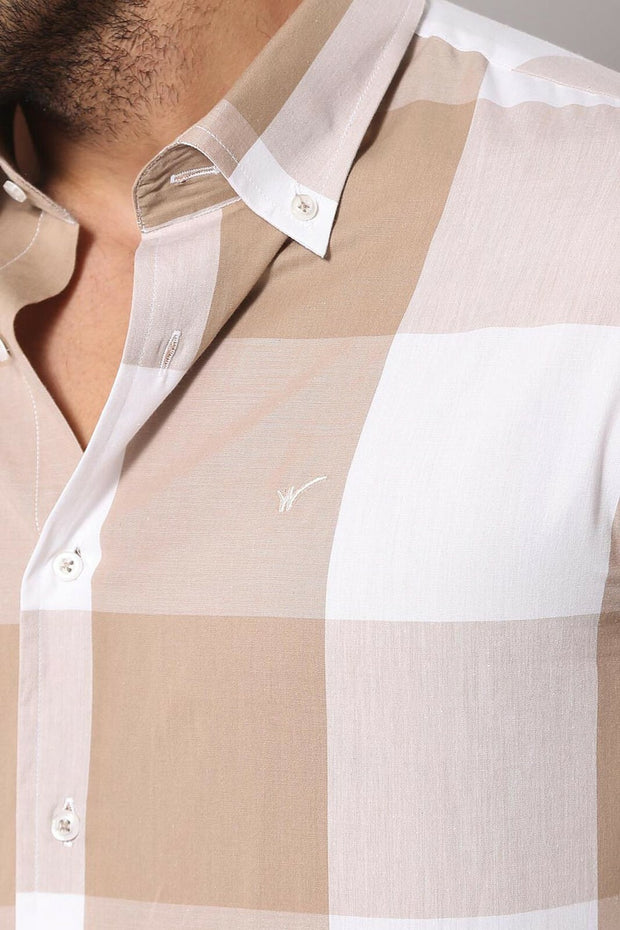 Plaid Beige Shirt | Wessi 3-piece-suit, Casual, Checked, Daily, Floral, Italian, Modern Fit, Patterned, Plaid, Shirt, Slim Fit, Slim Fit Shirt, Sport ShirtSlim Fit Shirt - wessi