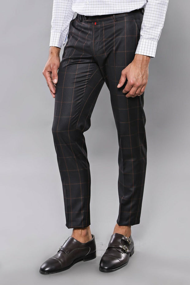 Plaid Black Trousers | Wessi 3-piece-suit, 30, Black, Casual, Checked, Daily, Modern Fit, Patterned, Plaid, Slim Fit, Trouser, Trousers TrouserTrousers - wessi