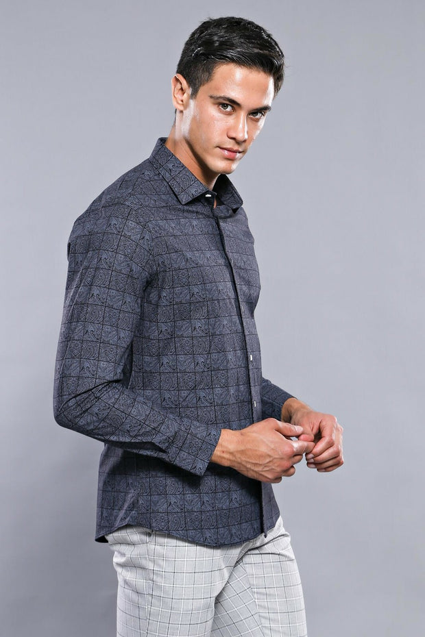 Plaid Dark Grey Shirt 3-piece-suit, Casual, Checked, Cuff, Daily, Floral, Floral Shirt, Italian, L, Long Sleeve, M, Modern Fit, Patterned, Plaid, S, Shirt, Slim Fit ShirtFloral Shirt - wessi