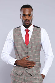 Plaid Grey Vest | Wessi 3-piece-suit, 36, 38, 40, 42, 46, 48, Checked, Modern Fit, Plaid, Slim Fit, Vest Vest - wessi