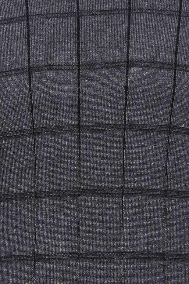 Plaid Half Turtleneck Dark Grey Sweater 3-piece-suit, Checked, Daily, Grey, Knit, Knitwear, L, M, Modern Fit, Patterned, Plaid, Slim Fit, Turtle Neck, Turtle Neck Sweater, Turtleneck, XL, XXL