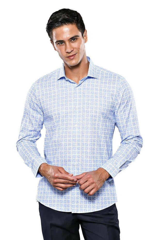 Plaid Light Blue Shirt | Wessi 3-piece-suit, blue, Casual, Cuff, Daily, Italian, Long Sleeve, Modern Fit, Patterned, Plaid, S, Shirt, Slim Fit, Slim Fit Shirt, Sport ShirtSlim Fit Shirt - wes